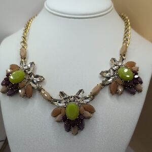 J. Crew Gold and Purple Floral Necklace
